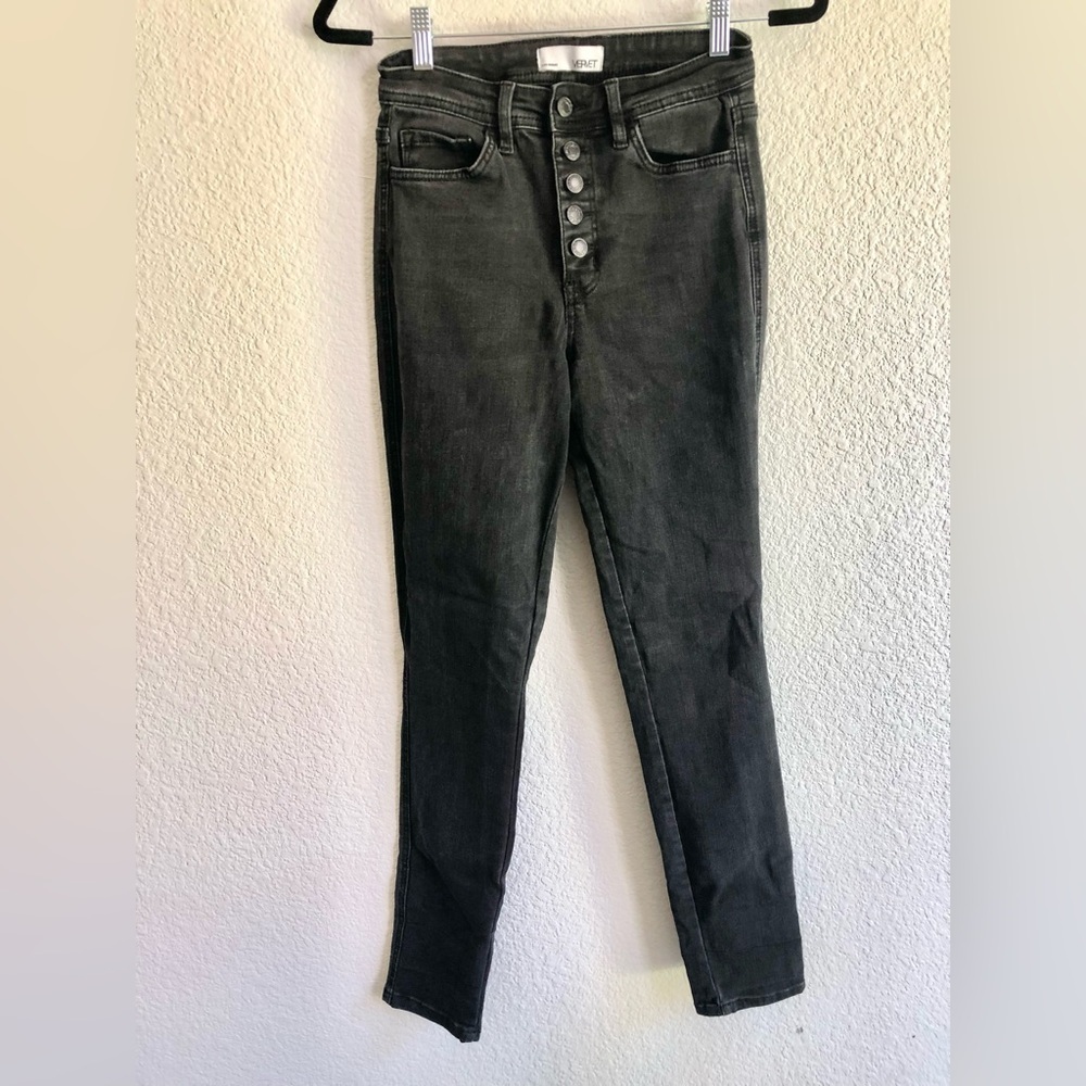 VERVET by Flying Monkey Black Denim High Rise Straight Jeans button fly Size 26